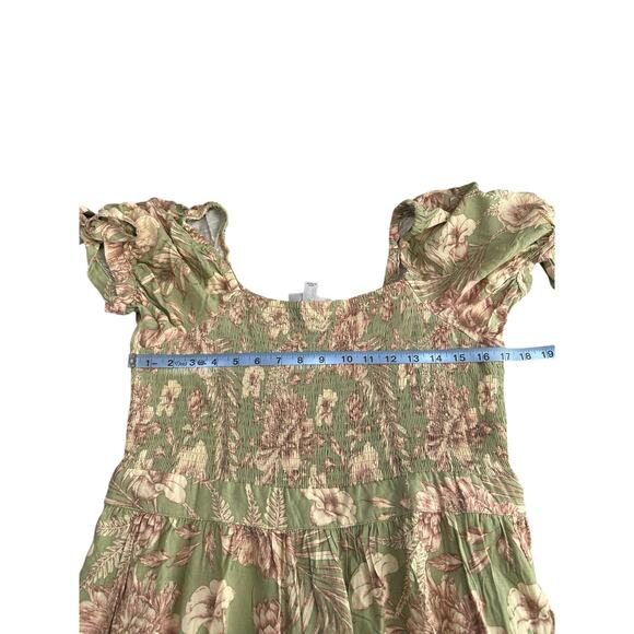 Agua Bendita Target Smocked Tiered Romantic Floral Tile Puff Sleeve Dress Large - Picture 11 of 13